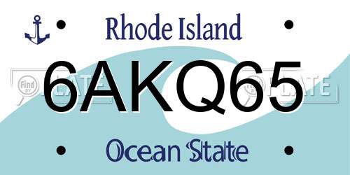 6AKQ65 Rhode Island License Plate