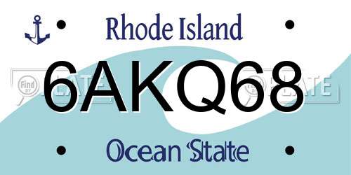 6AKQ68 Rhode Island License Plate