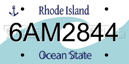 6AM2844 Rhode Island License Plate