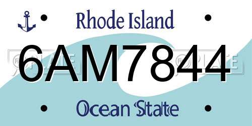 6AM7844 Rhode Island License Plate