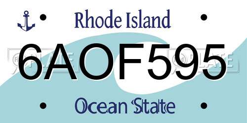 6AOF595 Rhode Island License Plate