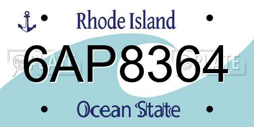 6AP8364 Rhode Island License Plate