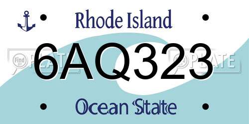6AQ323 Rhode Island License Plate