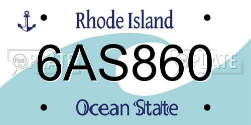 6AS860 Rhode Island License Plate