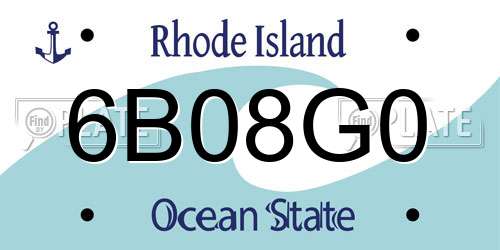 6B08G0 Rhode Island License Plate