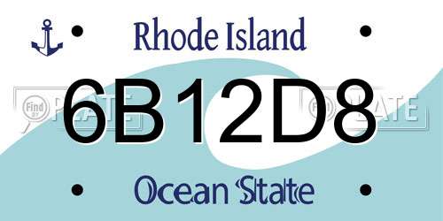 6B12D8 Rhode Island License Plate