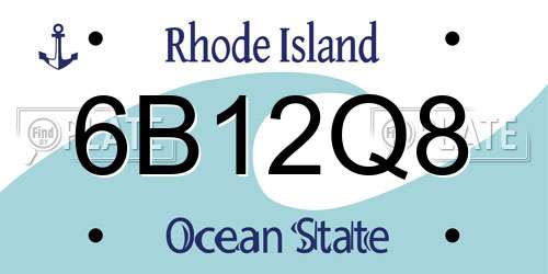 6B12Q8 Rhode Island License Plate
