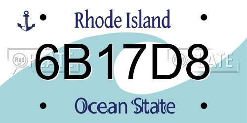 6B17D8 Rhode Island License Plate