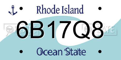 6B17Q8 Rhode Island License Plate