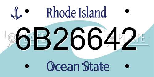6B26642 Rhode Island License Plate