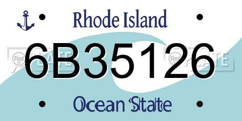 6B35126 Rhode Island License Plate