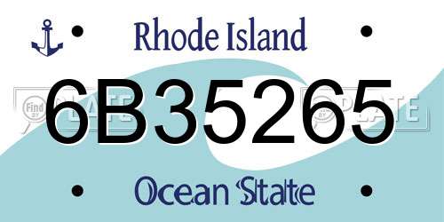 6B35265 Rhode Island License Plate