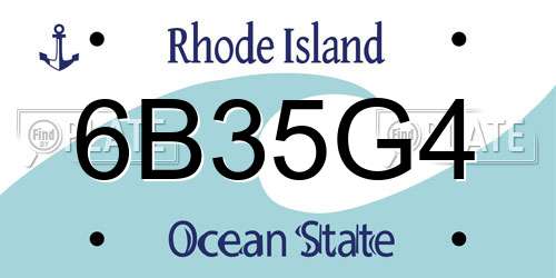 6B35G4 Rhode Island License Plate