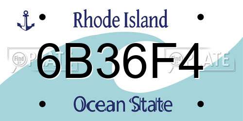 6B36F4 Rhode Island License Plate