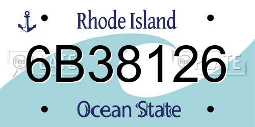 6B38126 Rhode Island License Plate