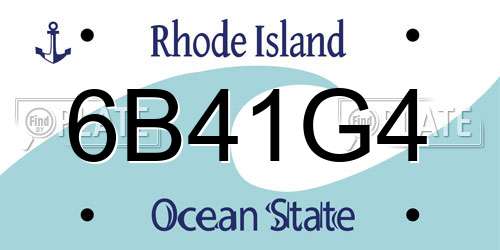 6B41G4 Rhode Island License Plate