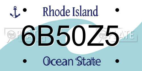 6B50Z5 Rhode Island License Plate