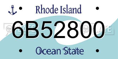 6B52800 Rhode Island License Plate