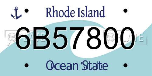 6B57800 Rhode Island License Plate