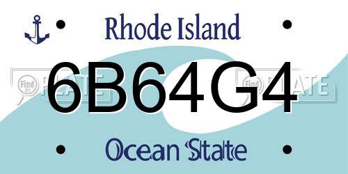 6B64G4 Rhode Island License Plate