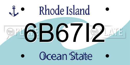 6B67I2 Rhode Island License Plate