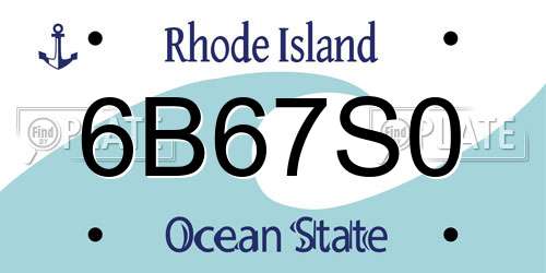 6B67S0 Rhode Island License Plate