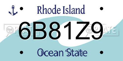 6B81Z9 Rhode Island License Plate