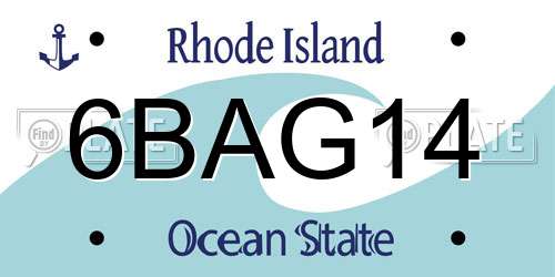 6BAG14 Rhode Island License Plate