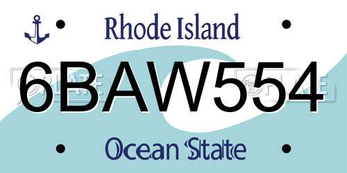 6BAW554 Rhode Island License Plate