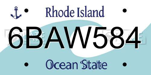 6BAW584 Rhode Island License Plate