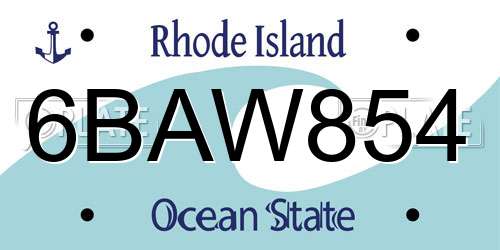 6BAW854 Rhode Island License Plate