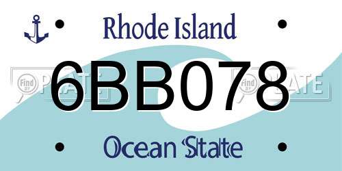 6BB078 Rhode Island License Plate