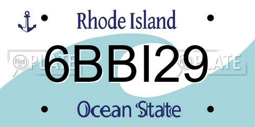 6BBI29 Rhode Island License Plate