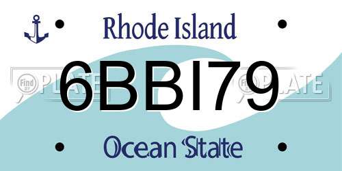6BBI79 Rhode Island License Plate