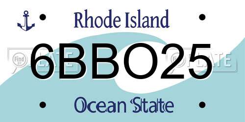 6BBO25 Rhode Island License Plate