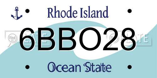 6BBO28 Rhode Island License Plate