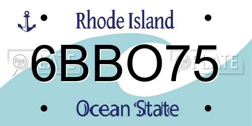 6BBO75 Rhode Island License Plate
