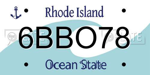 6BBO78 Rhode Island License Plate