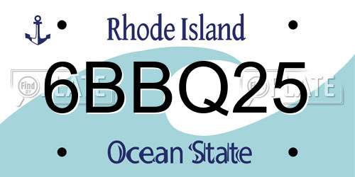 6BBQ25 Rhode Island License Plate