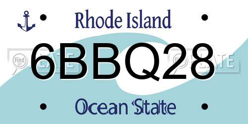 6BBQ28 Rhode Island License Plate