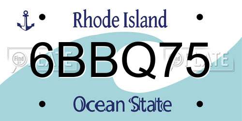 6BBQ75 Rhode Island License Plate