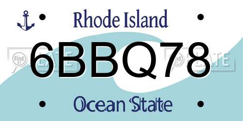 6BBQ78 Rhode Island License Plate