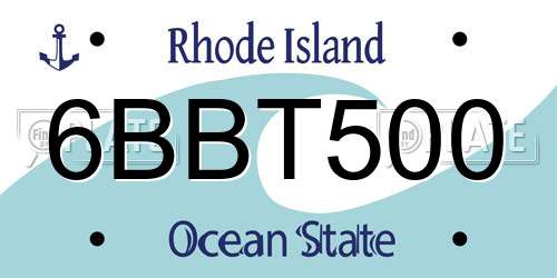 6BBT500 Rhode Island License Plate