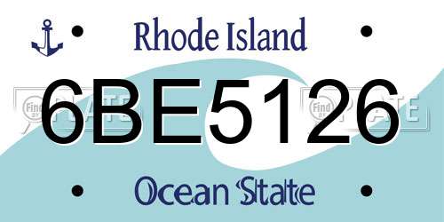 6BE5126 Rhode Island License Plate