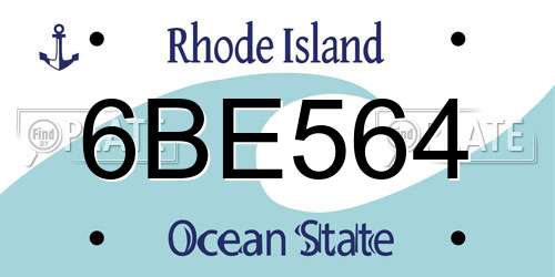 6BE564 Rhode Island License Plate
