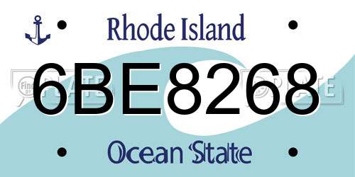 6BE8268 Rhode Island License Plate