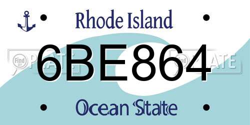 6BE864 Rhode Island License Plate