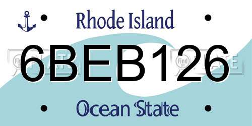 6BEB126 Rhode Island License Plate