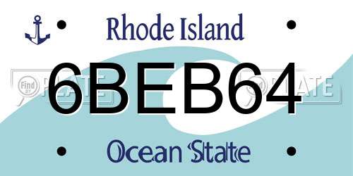6BEB64 Rhode Island License Plate