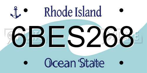 6BES268 Rhode Island License Plate